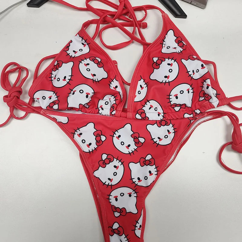 2Pcs Hello Kitty Bikini Set Kawaii Bikinis