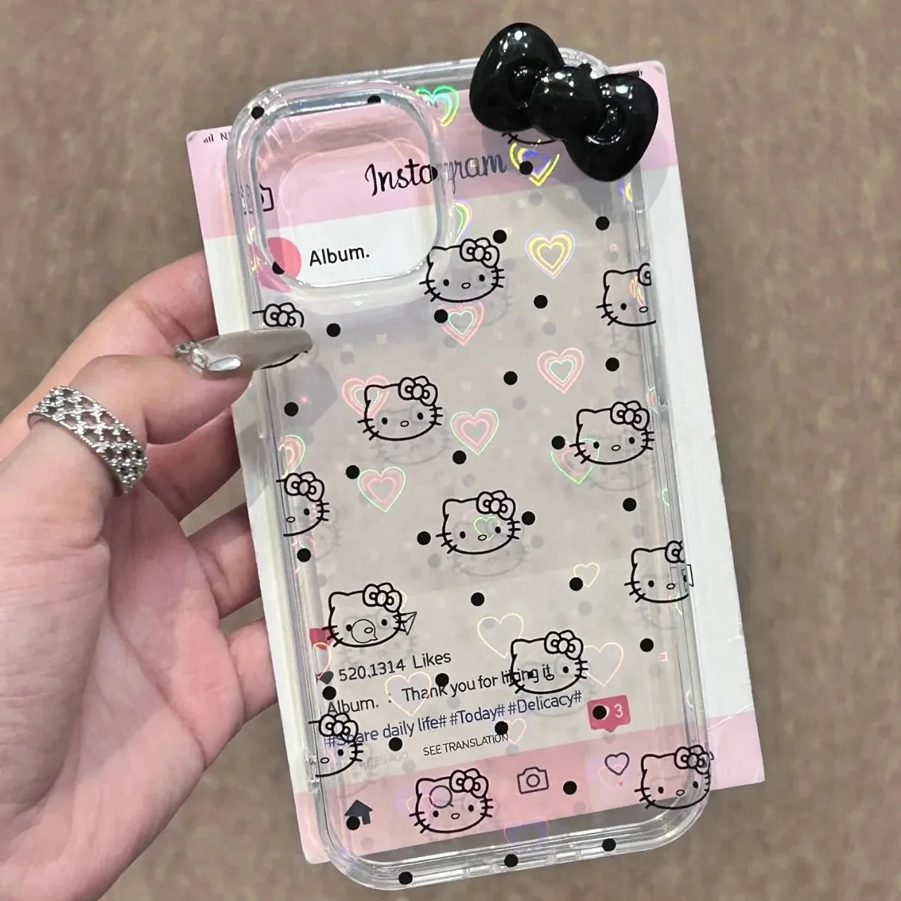 Hello Kitty Black Holographic Phone Case