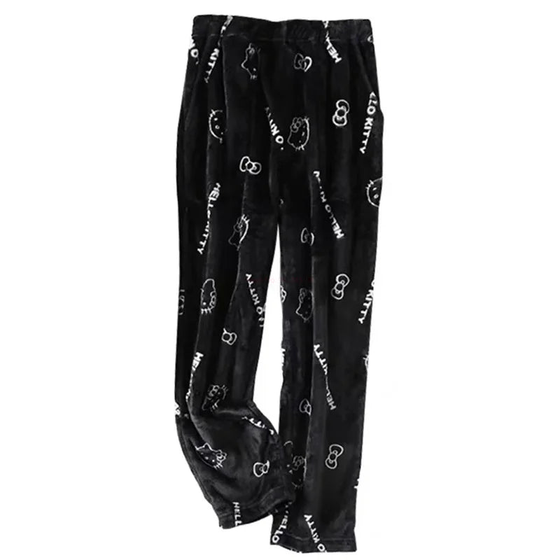 black and white cotton hello kitty pajamas, front side