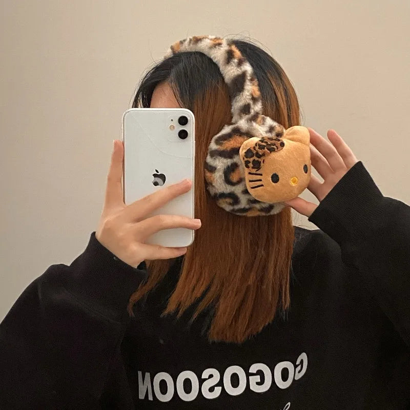 Hello Kitty Leopard print earmuffs