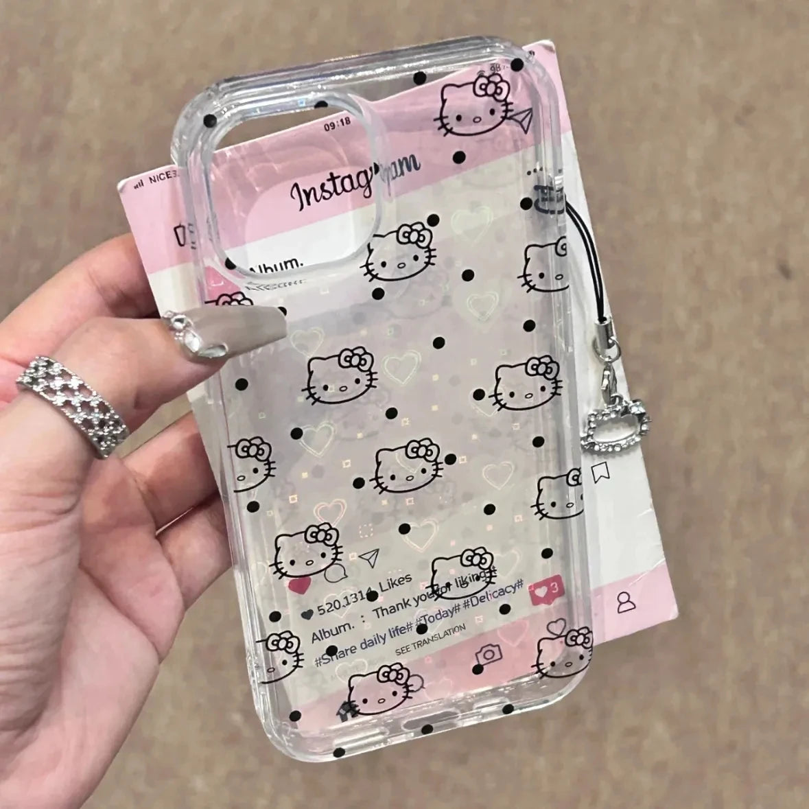 Hello Kitty Black Holographic Phone Case