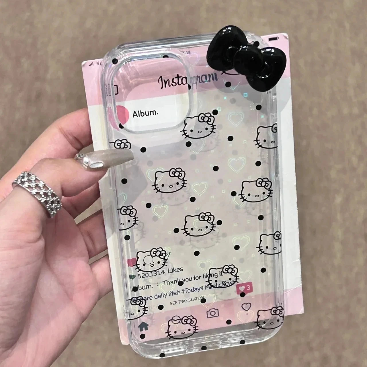 Hello Kitty Black Holographic Phone Case