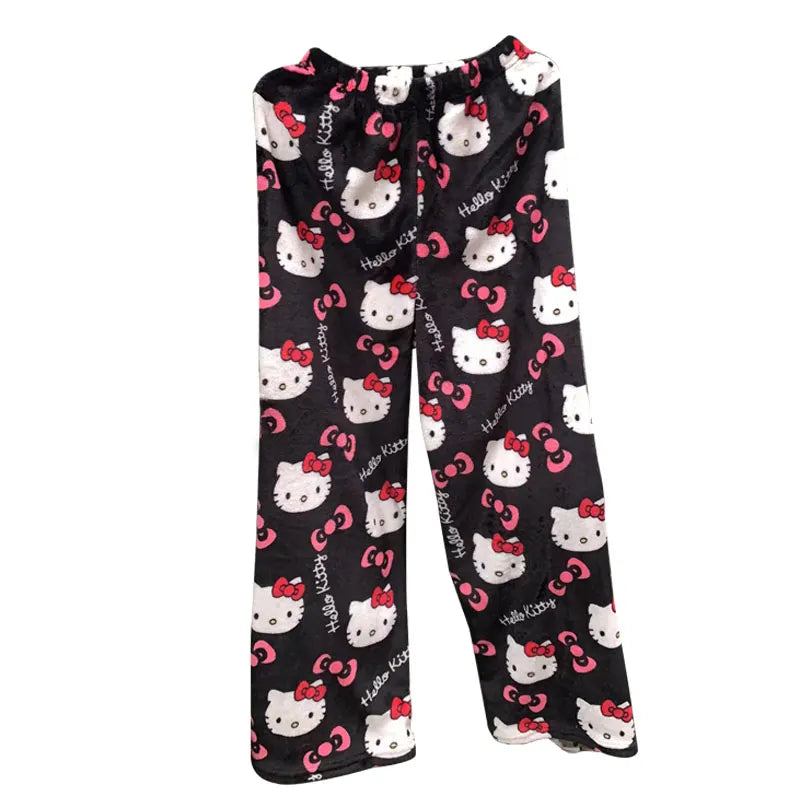 black and pink hello kitty cotton pajamas, front side